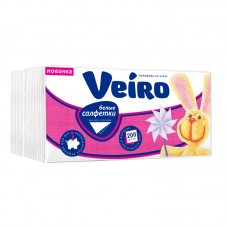 Салфетки бумажные Veiro 1 слойн., 24*24см, белые, 200шт.